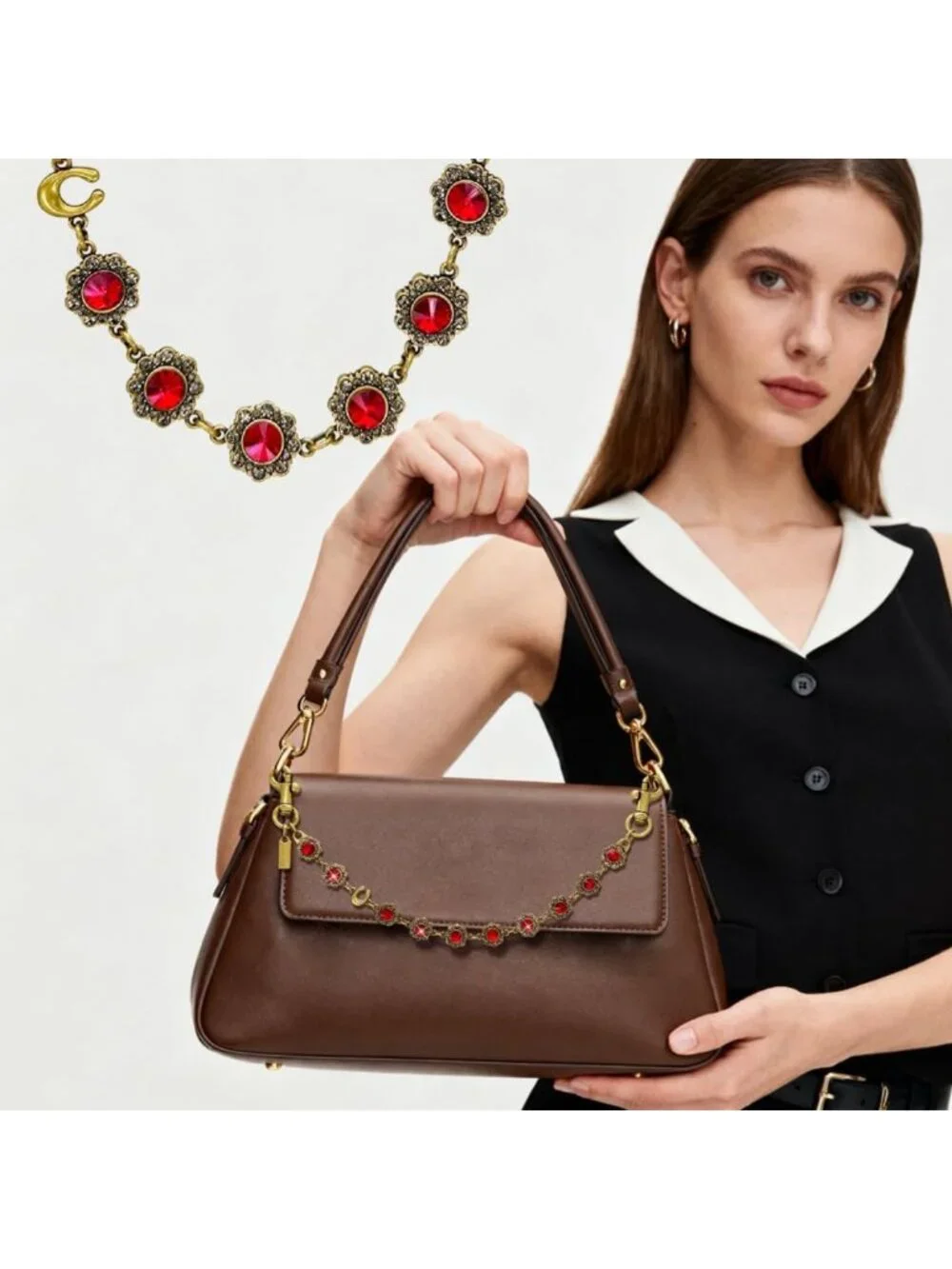 Gold Handbag Bag Charms | Chain Purse Accessory with Double-Spring Clasp